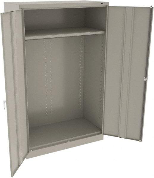 Tennsco - 2 Shelf Wardrobe Storage Cabinet - Steel, 48" Wide x 24" Deep x 78" High, Light Gray - Exact Tool & Supply