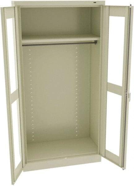 Tennsco - 2 Shelf Wardrobe Storage Cabinet - Steel, 36" Wide x 18" Deep x 72" High, Champagne/Putty - Exact Tool & Supply
