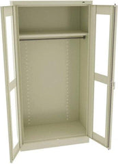 Tennsco - 2 Shelf Wardrobe Storage Cabinet - Steel, 36" Wide x 18" Deep x 72" High, Champagne/Putty - Exact Tool & Supply