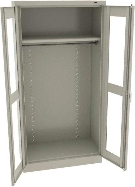 Tennsco - 2 Shelf Wardrobe Storage Cabinet - Steel, 36" Wide x 18" Deep x 72" High, Light Gray - Exact Tool & Supply