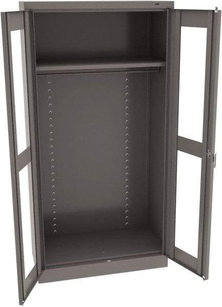 Tennsco - 2 Shelf Wardrobe Storage Cabinet - Steel, 36" Wide x 18" Deep x 72" High, Medium Gray - Exact Tool & Supply