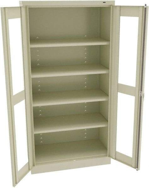 Tennsco - 5 Shelf Visible Storage Cabinet - Steel, 36" Wide x 18" Deep x 72" High, Champagne/Putty - Exact Tool & Supply