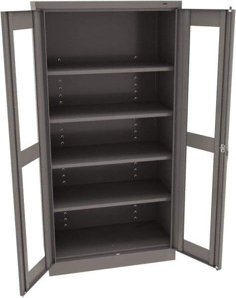 Tennsco - 5 Shelf Visible Storage Cabinet - Steel, 36" Wide x 18" Deep x 72" High, Medium Gray - Exact Tool & Supply