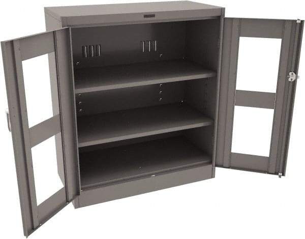 Tennsco - 3 Shelf Visible Storage Cabinet - Steel, 36" Wide x 18" Deep x 42" High, Medium Gray - Exact Tool & Supply