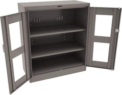 Tennsco - 3 Shelf Visible Storage Cabinet - Steel, 36" Wide x 18" Deep x 42" High, Medium Gray - Exact Tool & Supply