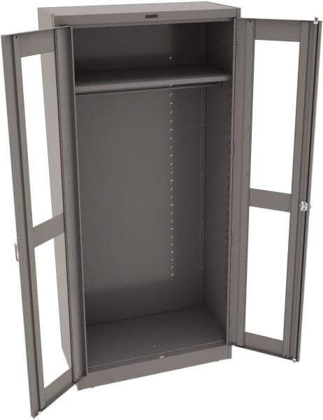 Tennsco - 6 Shelf Wardrobe Storage Cabinet - Steel, 36" Wide x 24" Deep x 78" High, Medium Gray - Exact Tool & Supply