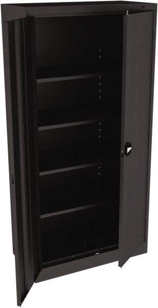 Tennsco - 5 Shelf Locking Storage Cabinet - Steel, 36" Wide x 18" Deep x 78" High, Black - Exact Tool & Supply