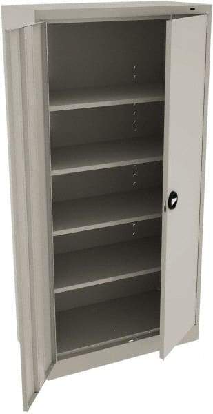 Tennsco - 5 Shelf Locking Storage Cabinet - Steel, 36" Wide x 18" Deep x 78" High, Light Gray - Exact Tool & Supply