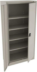 Tennsco - 5 Shelf Locking Storage Cabinet - Steel, 36" Wide x 18" Deep x 78" High, Light Gray - Exact Tool & Supply