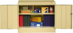 Tennsco - 2 Shelf Locking Storage Cabinet - Steel, 36" Wide x 18" Deep x 30" High, Sand - Exact Tool & Supply