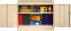 Tennsco - 2 Shelf Locking Storage Cabinet - Steel, 36" Wide x 18" Deep x 30" High, Champagne/Putty - Exact Tool & Supply