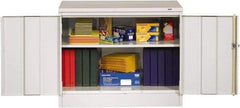 Tennsco - 2 Shelf Locking Storage Cabinet - Steel, 36" Wide x 18" Deep x 30" High, Light Gray - Exact Tool & Supply