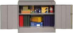 Tennsco - 2 Shelf Locking Storage Cabinet - Steel, 36" Wide x 18" Deep x 30" High, Medium Gray - Exact Tool & Supply