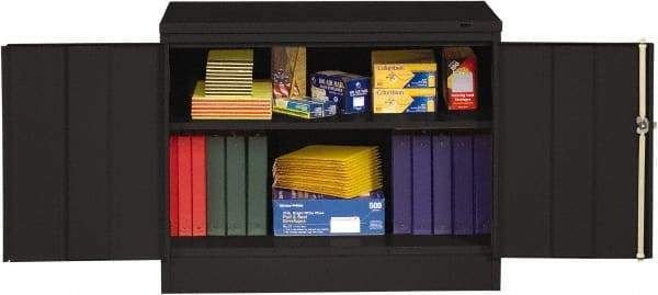 Tennsco - 2 Shelf Locking Storage Cabinet - Steel, 36" Wide x 18" Deep x 30" High, Black - Exact Tool & Supply