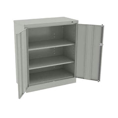 Tennsco - 3 Shelf Locking Storage Cabinet - Steel, 36" Wide x 18" Deep x 42" High, Light Gray - Exact Tool & Supply