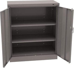 Tennsco - 3 Shelf Locking Storage Cabinet - Steel, 36" Wide x 18" Deep x 42" High, Medium Gray - Exact Tool & Supply