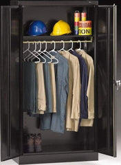 Tennsco - 2 Shelf Wardrobe Storage Cabinet - Steel, 36" Wide x 18" Deep x 72" High, Black - Exact Tool & Supply