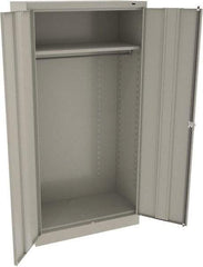 Tennsco - 2 Shelf Wardrobe Storage Cabinet - Steel, 36" Wide x 18" Deep x 72" High, Light Gray - Exact Tool & Supply