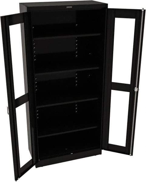 Tennsco - 5 Shelf Visible Storage Cabinet - Steel, 36" Wide x 18" Deep x 78" High, Black - Exact Tool & Supply