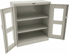 Tennsco - 3 Shelf Visible Storage Cabinet - Steel, 36" Wide x 18" Deep x 42" High, Light Gray - Exact Tool & Supply