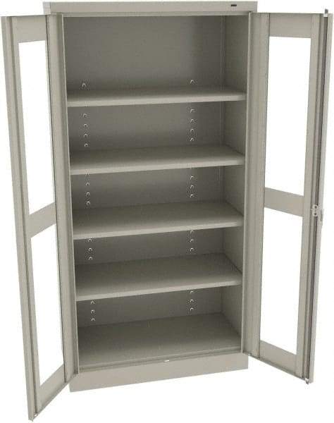 Tennsco - 5 Shelf Visible Storage Cabinet - Steel, 36" Wide x 18" Deep x 72" High, Light Gray - Exact Tool & Supply