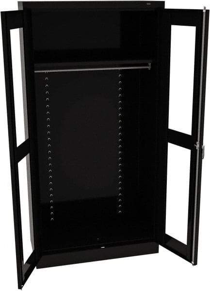 Tennsco - 2 Shelf Wardrobe Storage Cabinet - Steel, 36" Wide x 18" Deep x 72" High, Black - Exact Tool & Supply