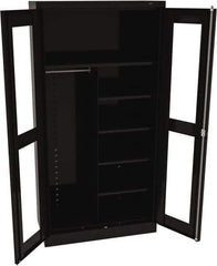 Tennsco - 6 Shelf Combination Storage Cabinet - Steel, 36" Wide x 18" Deep x 72" High, Black - Exact Tool & Supply
