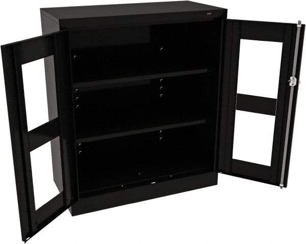 Tennsco - 3 Shelf Visible Storage Cabinet - Steel, 36" Wide x 18" Deep x 42" High, Black - Exact Tool & Supply