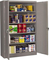 Tennsco - 5 Shelf Locking Storage Cabinet - Steel, 48" Wide x 18" Deep x 78" High, Medium Gray - Exact Tool & Supply