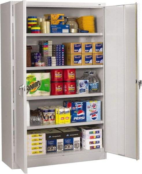 Tennsco - 5 Shelf Locking Storage Cabinet - Steel, 48" Wide x 18" Deep x 78" High, Light Gray - Exact Tool & Supply