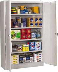 Tennsco - 5 Shelf Locking Storage Cabinet - Steel, 48" Wide x 18" Deep x 78" High, Light Gray - Exact Tool & Supply