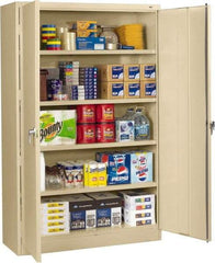Tennsco - 5 Shelf Locking Storage Cabinet - Steel, 48" Wide x 18" Deep x 78" High, Sand - Exact Tool & Supply