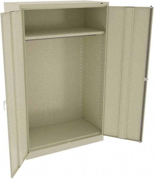 Tennsco - 2 Shelf Wardrobe Storage Cabinet - Steel, 48" Wide x 24" Deep x 78" High, Champagne/Putty - Exact Tool & Supply