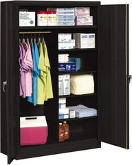 Tennsco - 6 Shelf Combination Storage Cabinet - Steel, 48" Wide x 18" Deep x 78" High, Black - Exact Tool & Supply