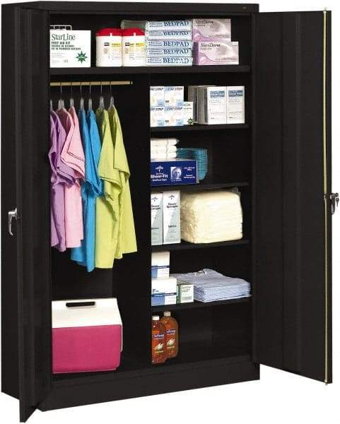 Tennsco - 6 Shelf Locking Storage Cabinet - Steel, 48" Wide x 24" Deep x 78" High, Black - Exact Tool & Supply