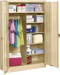 Tennsco - 6 Shelf Locking Storage Cabinet - Steel, 48" Wide x 24" Deep x 78" High, Champagne/Putty - Exact Tool & Supply