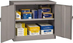 Tennsco - 2 Shelf Locking Storage Cabinet - Steel, 48" Wide x 18" Deep x 42" High, Medium Gray - Exact Tool & Supply