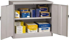 Tennsco - 2 Shelf Locking Storage Cabinet - Steel, 48" Wide x 24" Deep x 42" High, Light Gray - Exact Tool & Supply