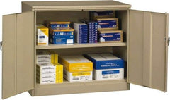 Tennsco - 2 Shelf Locking Storage Cabinet - Steel, 48" Wide x 24" Deep x 42" High, Sand - Exact Tool & Supply