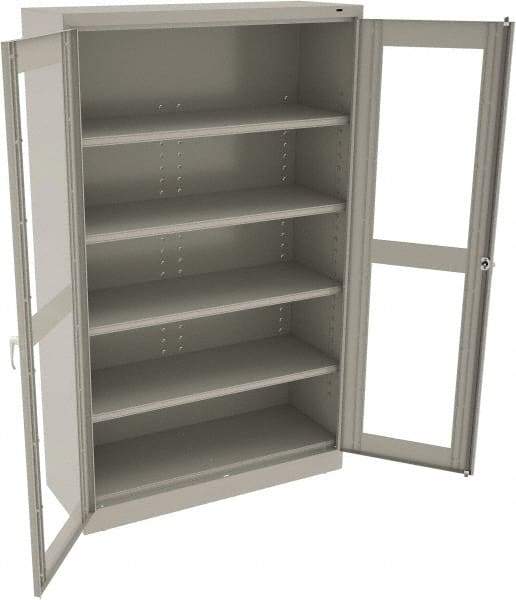 Tennsco - 5 Shelf Visible Storage Cabinet - Steel, 48" Wide x 18" Deep x 78" High, Light Gray - Exact Tool & Supply