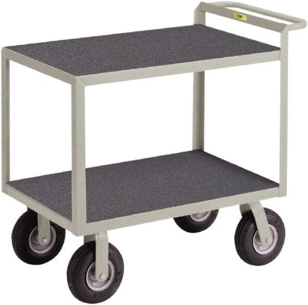 Little Giant - 1,200 Lb Capacity, 24" Wide x 48" Long x 38" High Instrument Cart - 2 Shelf, Steel, 3 Rigid/2 Swivel Casters - Exact Tool & Supply