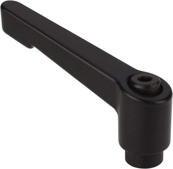 Morton Machine Works - #10-24, 0.39" Hub Diam, Die Cast Zinc A-Tapped Adjustable Clamping Handle - 1.65" OAL, 1.3" High, 0.326" Hole Depth - Exact Tool & Supply