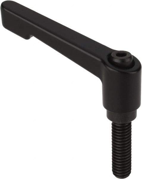 Morton Machine Works - M12, 23mm Hub Diam, Die Cast Zinc Threaded Stud Adjustable Clamping Handle - 40mm Stud Length, 108mm OAL, 115mm High - Exact Tool & Supply