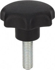 Morton Machine Works - 1.97" Head Diam, 7 Point Scalloped Knob - 3/8-16 Stem, Thermoplastic, Black - Exact Tool & Supply