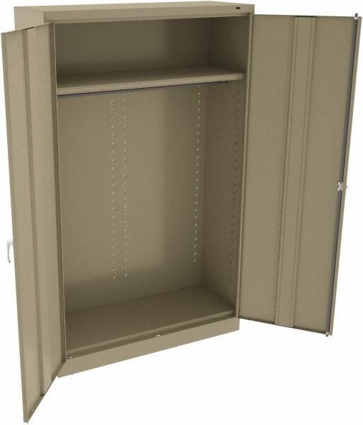 Tennsco - 2 Shelf Wardrobe Storage Cabinet - Steel, 48" Wide x 18" Deep x 78" High, Sand - Exact Tool & Supply
