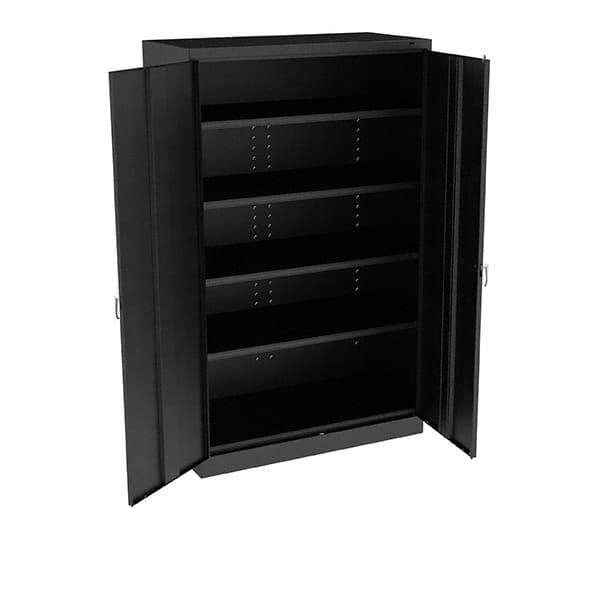 Tennsco - 5 Shelf Locking Storage Cabinet - Steel, 48" Wide x 24" Deep x 78" High, Black - Exact Tool & Supply