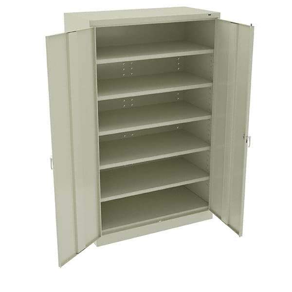 Tennsco - 5 Shelf Locking Storage Cabinet - Steel, 48" Wide x 24" Deep x 78" High, Champagne/Putty - Exact Tool & Supply