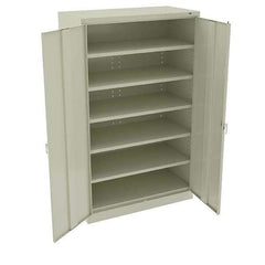 Tennsco - 5 Shelf Locking Storage Cabinet - Steel, 48" Wide x 24" Deep x 78" High, Champagne/Putty - Exact Tool & Supply