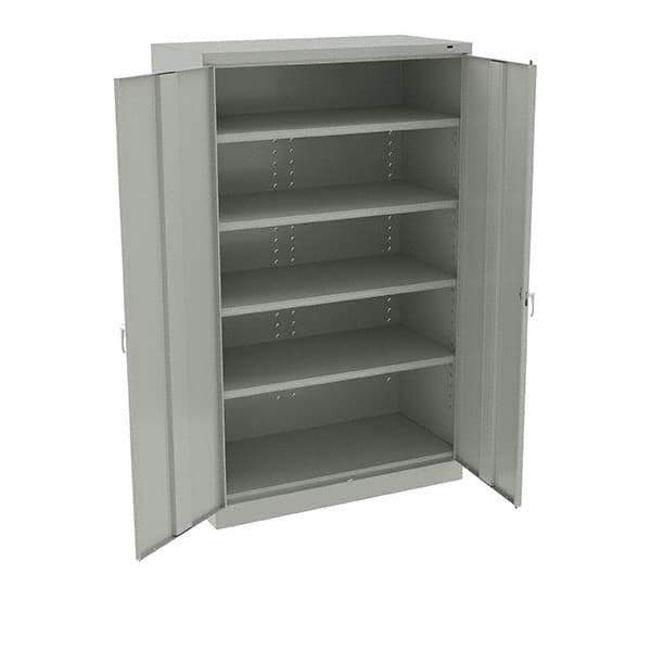 Tennsco - 6 Shelf Wardrobe Storage Cabinet - Steel, 48" Wide x 24" Deep x 78" High, Light Gray - Exact Tool & Supply