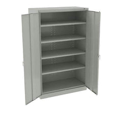 Tennsco - 6 Shelf Wardrobe Storage Cabinet - Steel, 48" Wide x 24" Deep x 78" High, Light Gray - Exact Tool & Supply
